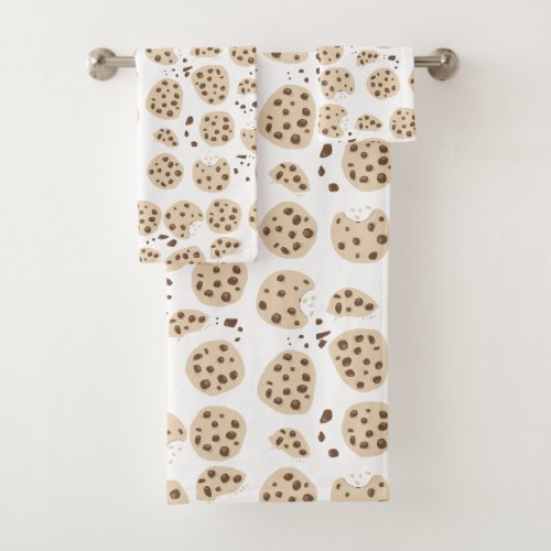 Chocolate Chip Cookies Pattern Bath Towel Set