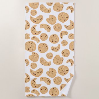 Chocolate Chip Cookies Pattern Beach Towel by judgeart at Zazzle