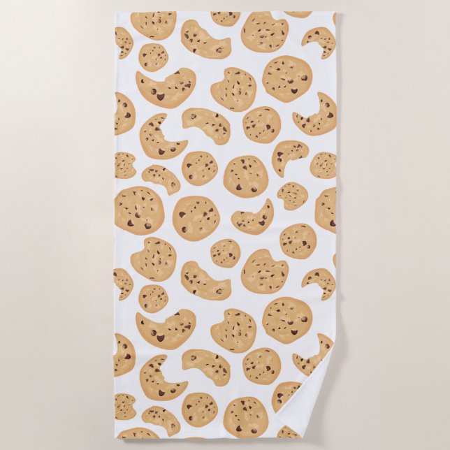 Chocolate Chip Cookies Pattern Beach Towel (Front)