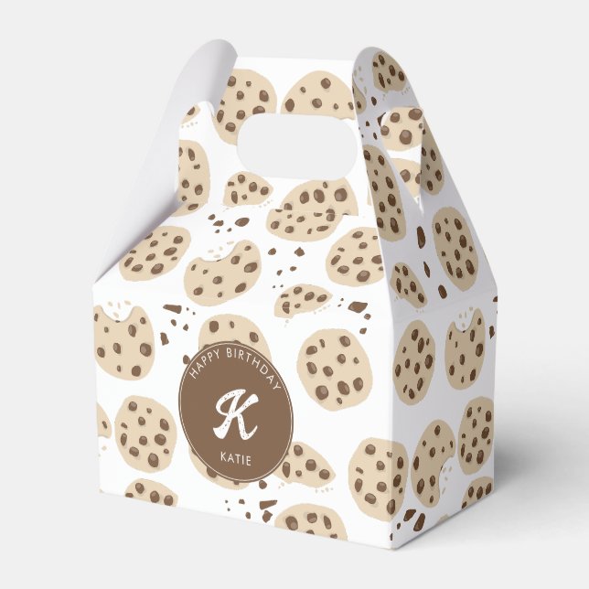 Chocolate Chip Cookies Pattern Birthday Party Favor Boxes (Front Side)