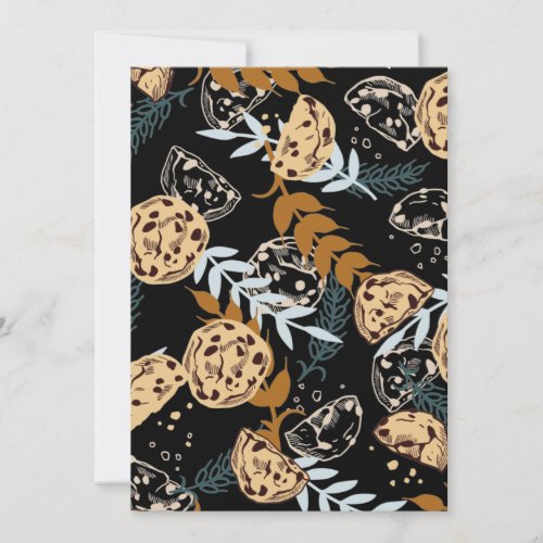 chocolate chip cookies pattern black ver holiday card