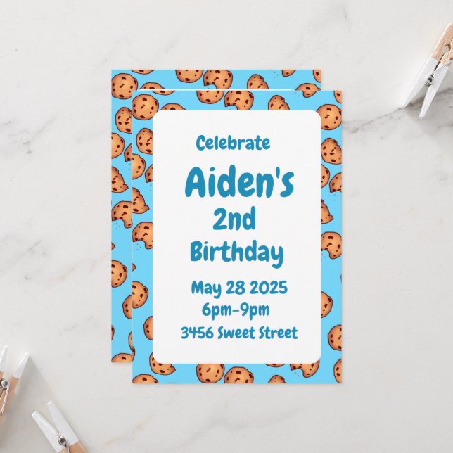 Chocolate Chip Cookies Pattern Invitation (Front/Back In Situ)