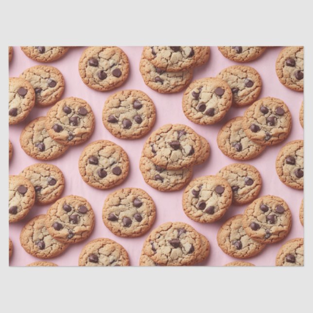 Chocolate Chip Cookies Pattern on Pink Decoupage Tissue Paper (Front)