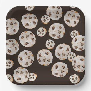 Chocolate Chip Cookies Pattern Paper Plates