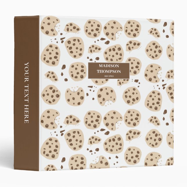 Chocolate Chip Cookies Pattern Recipes Cookbook  3 Ring Binder (Front/Spine)