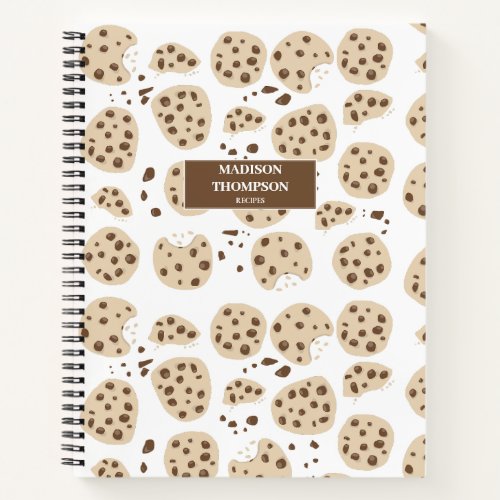 Chocolate Chip Cookies Pattern Recipes Cookbook  Notebook