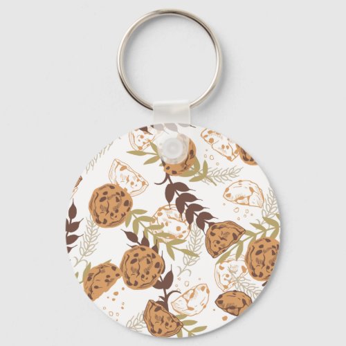 chocolate chip cookies pattern white ver keychain