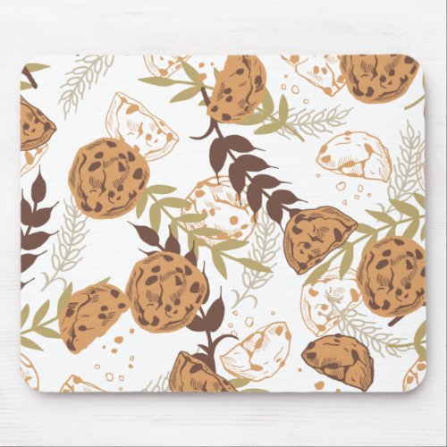 chocolate chip cookies pattern white ver mouse pad