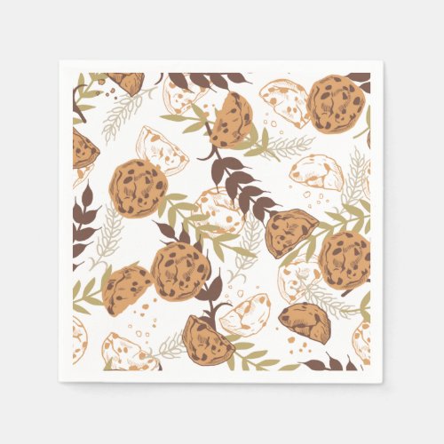 chocolate chip cookies pattern white ver napkins