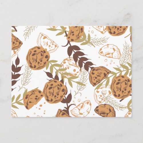 chocolate chip cookies pattern white ver postcard