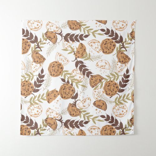 chocolate chip cookies pattern white ver tapestry