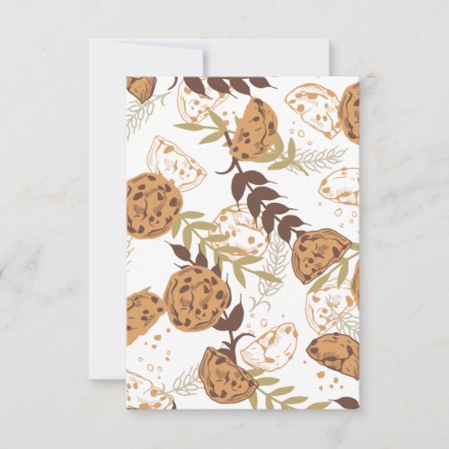 chocolate chip cookies pattern white ver thank you card