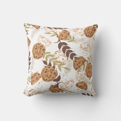 chocolate chip cookies pattern white ver throw pillow