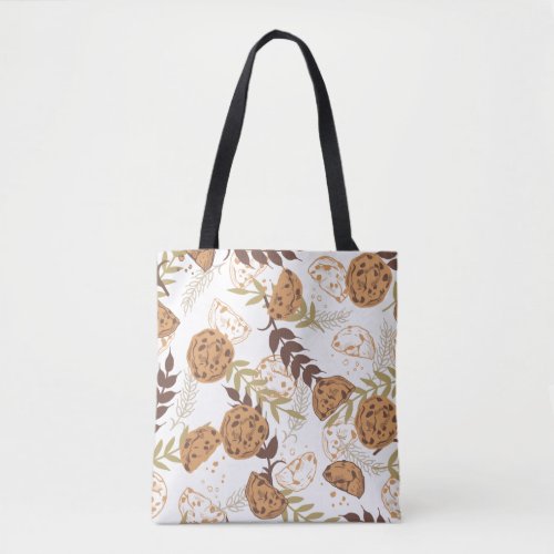 chocolate chip cookies pattern white ver tote bag