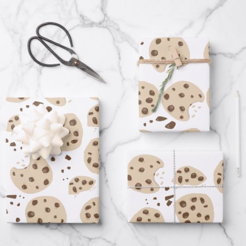 Chocolate Chip Cookies Pattern Wrapping Paper Sheets