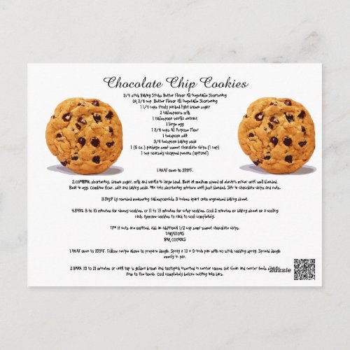 Chocolate Chip Cookies Recipe Cook Kitchen Sweets Postcard