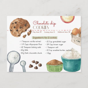 Chocolate Chip Cookies Recipe Postcard