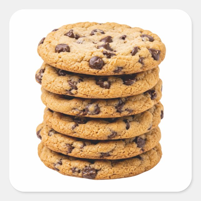Chocolate Chip Cookies Stack Image Square Sticker (Front)
