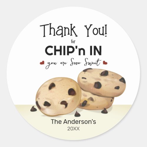 Chocolate Chip Cookies Thank You Baking Gift Classic Round Sticker