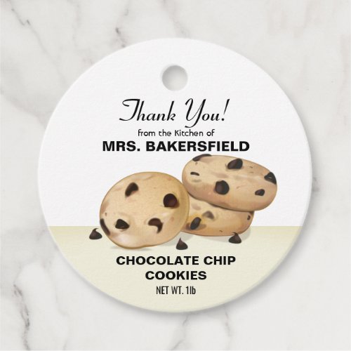Chocolate Chip Cookies Thank You Baking Gift Favor Tags