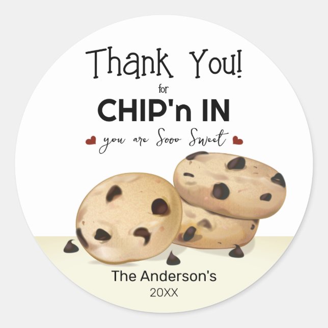 Chocolate Chip Cookies Thank You  Classic Round Sticker (Front)