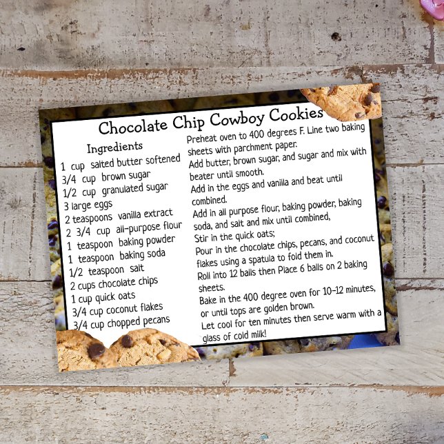 Chocolate Chip Cowboy Cookies Recipe Card (Creator Uploaded)
