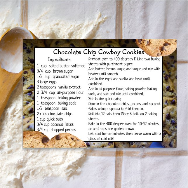 Chocolate Chip Cowboy Cookies Recipe Card (Creator Uploaded)
