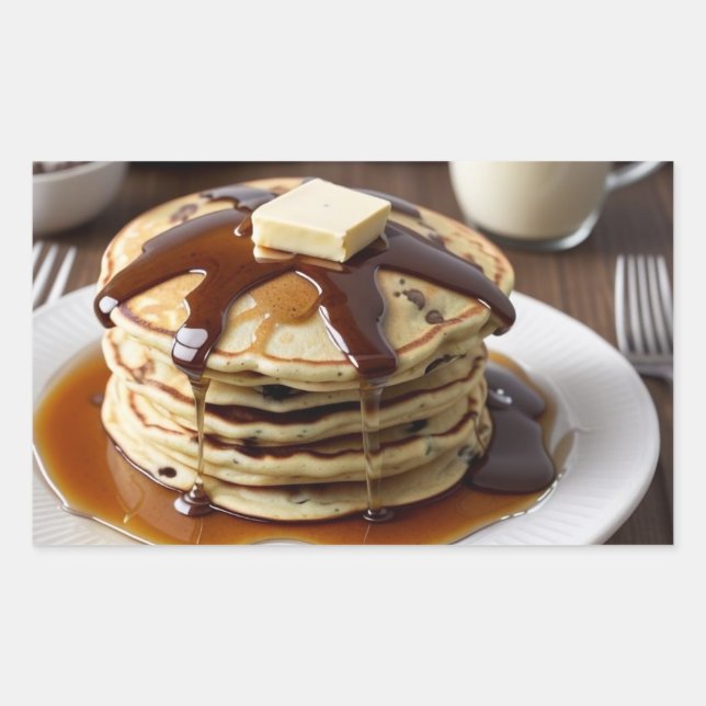 Chocolate Chip Pancakes Rectangular Sticker (Front)