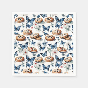 Chocolate Chip Sandwich Cookies & Blue Butterflies Napkins