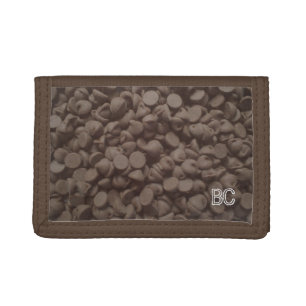 Chocolate chip wallet with personalizable monogram