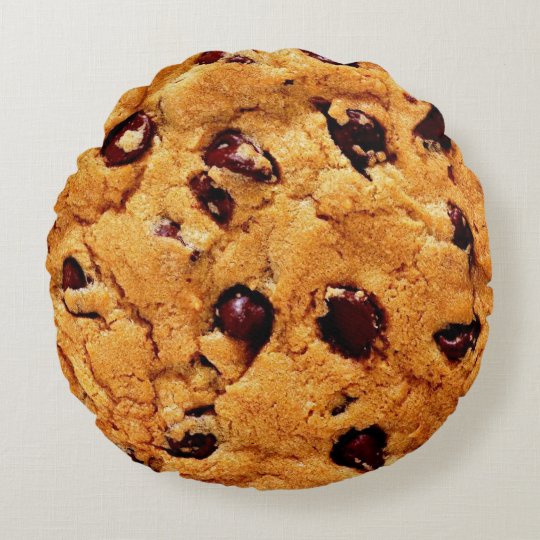Chocolate chips cookie round pillow