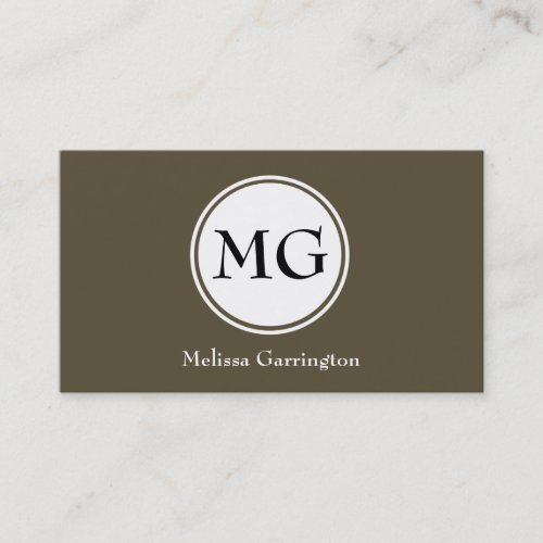 Chocolate Circle Monogram Custom Business Cards