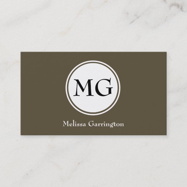 Chocolate Circle Monogram Custom Business Cards (Front)