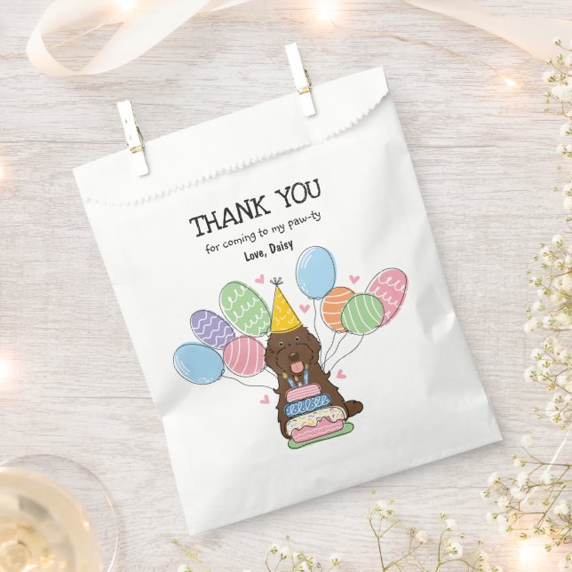 Chocolate Cockapoo Cavapoo Birthday Party  Favor Bag (Clipped)