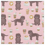 Chocolate cockapoo dog pink coffees fabric