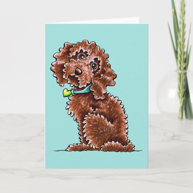 Chocolate Cockapoo Heart Collar Card (Front)