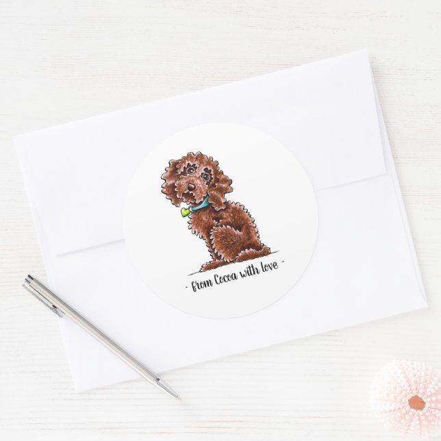 Chocolate Cockapoo Personalized Classic Round Sticker (Envelope)
