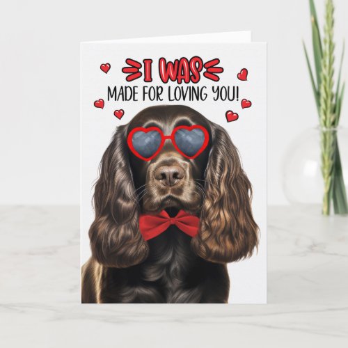 Chocolate Cocker Dog Made for Loving You Valentine Holiday Card