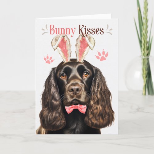 Chocolate Cocker Spaniel in Bunny Ears for Easter Holiday Card