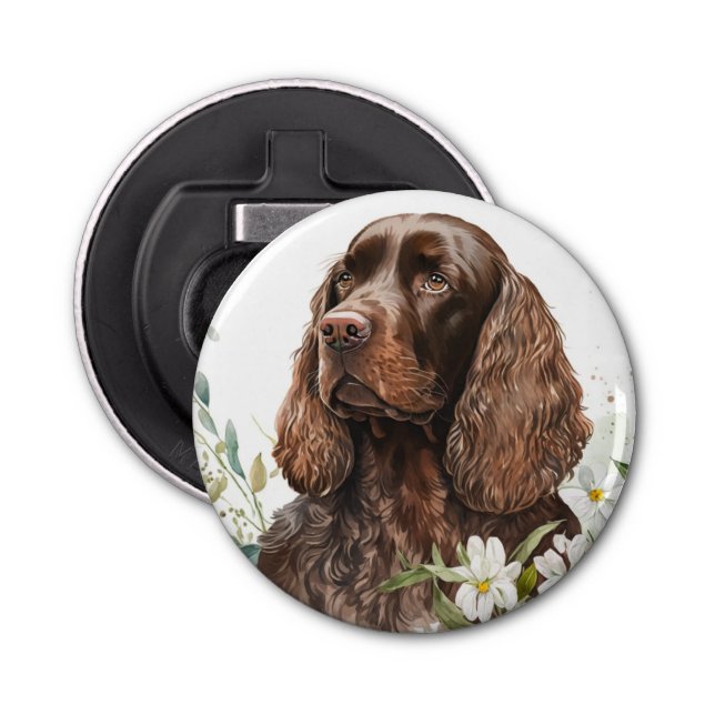 Chocolate Cocker Spaniel in Lilacs  Bottle Opener (Front)