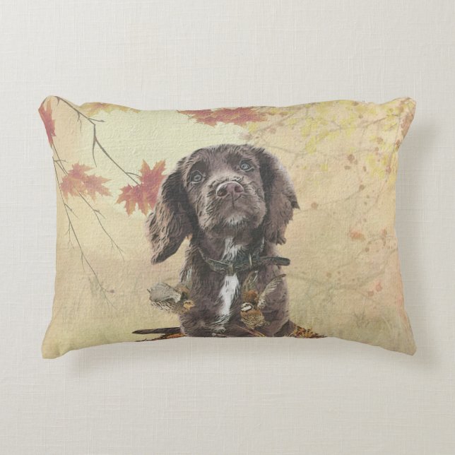 Chocolate cocker spaniel puppy     accent pillow (Front)