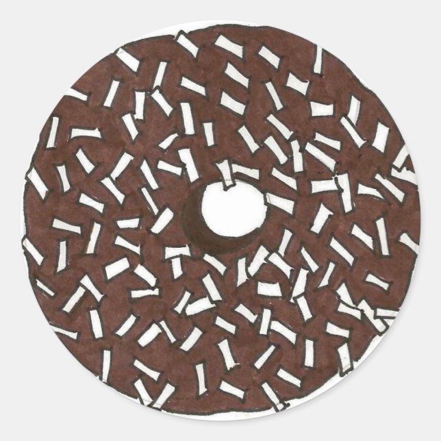 Chocolate Coconut Cake Donut Doughnut Breakfast Classic Round Sticker (Front)