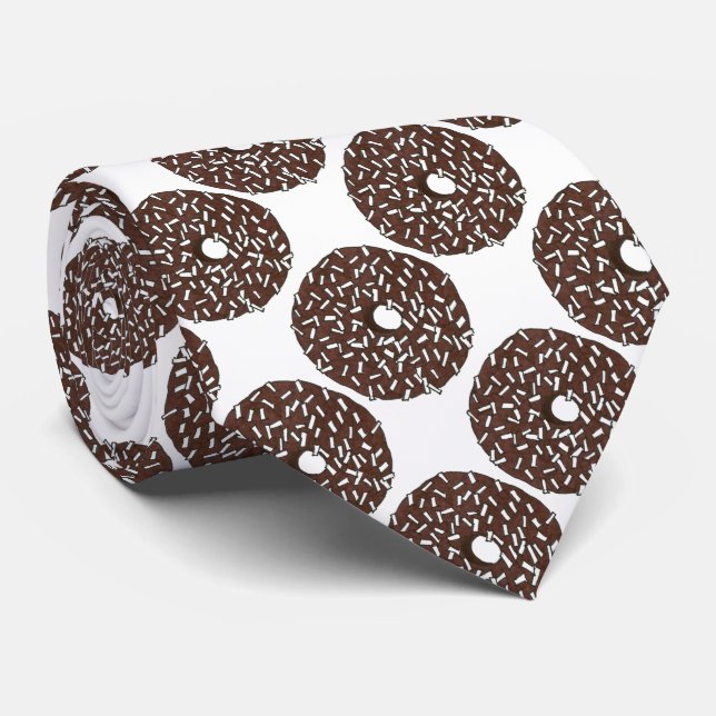 Chocolate Coconut Donut Donut Print Foodie Tie (Rolled)