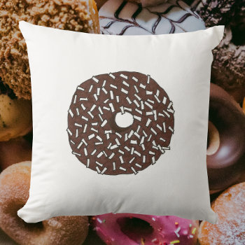Chocolate Coconut Donut Doughnut Breakfast Food Throw Pillow by rebeccaheartsny at Zazzle