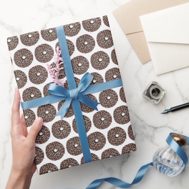 Chocolate Coconut Foodie Donut Doughnut Breakfast Wrapping Paper (Gifting)