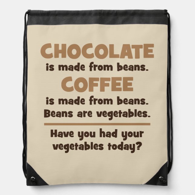 Chocolate, Coffee, Beans, Vegetables - Novelty Drawstring Bag (Front)