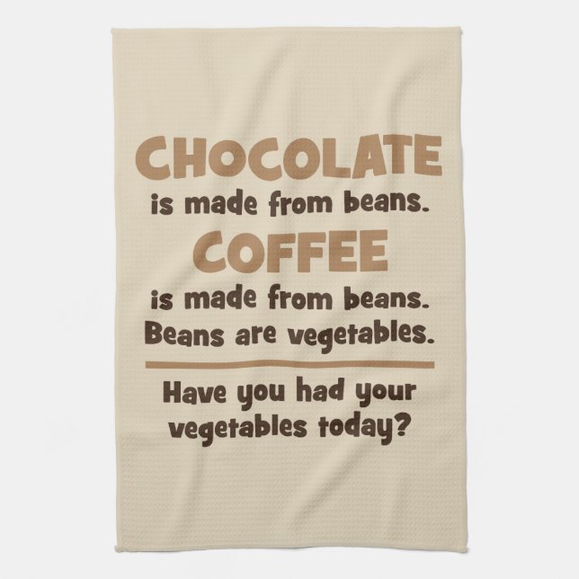 Chocolate, Coffee, Beans, Vegetables - Novelty Kitchen Towel (Vertical)