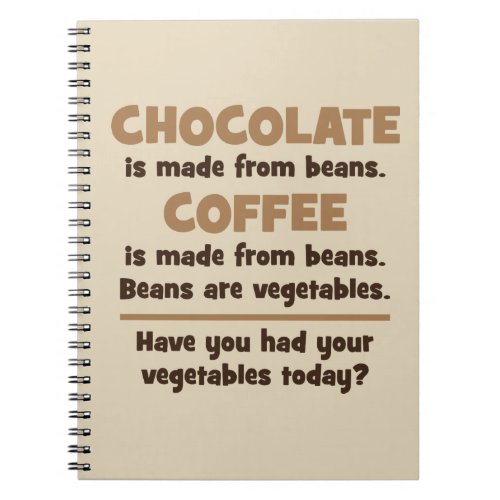 Chocolate Coffee Beans Vegetables _ Novelty Notebook