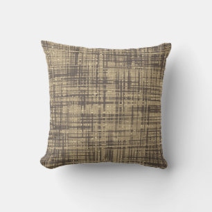 Chocolate Coffee Brown Beige Cream Stripe Pattern Throw Pillow