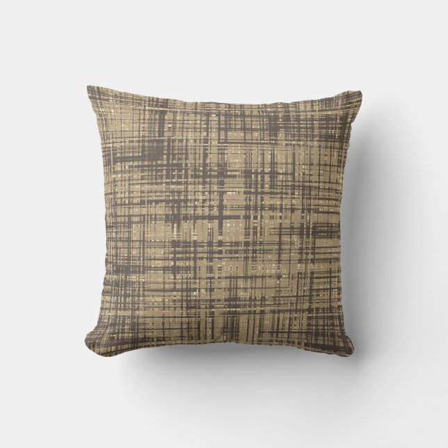 Chocolate Coffee Brown Beige Cream Stripe Pattern  Throw Pillow (Front)